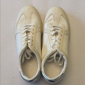 J. Crew Cream and Silver Sneakers